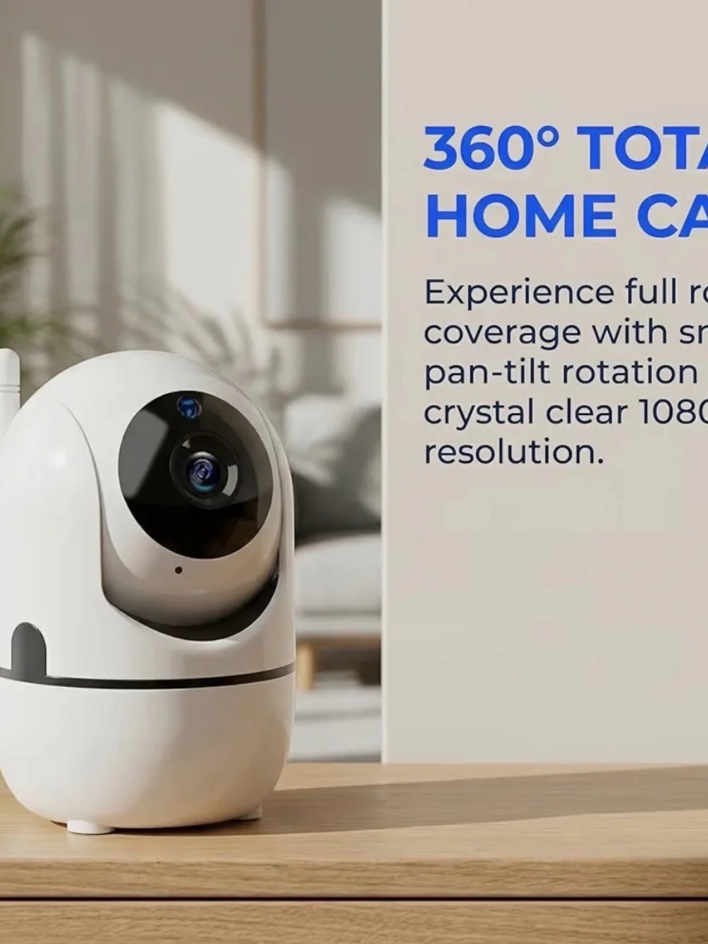 White Indoor Smart Video Camera with Mobile App